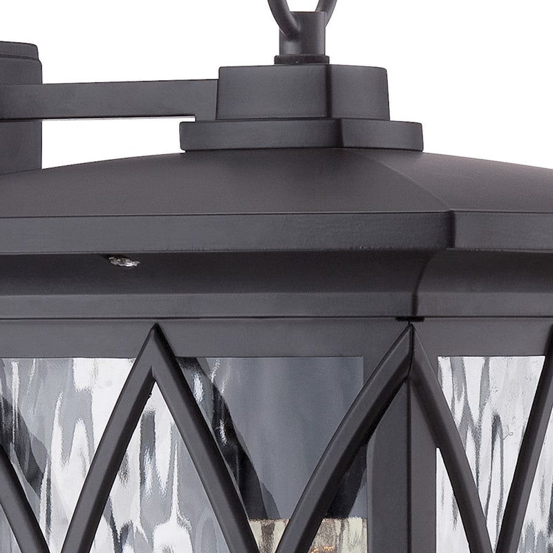 Quoizel Grover 8.5in 1-Light Outdoor Lantern | Craftsman Mystic Black and Clear Water Glass | Front Porch & Entryway | Model GVR8408K