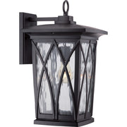 Quoizel Grover 10.5in 1-Light Outdoor Lantern | Craftsman Mystic Black and Clear Water Glass | Front Porch & Entryway | Model GVR8410K