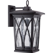 Quoizel Grover 10.5in 1-Light Outdoor Lantern | Craftsman Mystic Black and Clear Water Glass | Front Porch & Entryway | Model GVR8410K