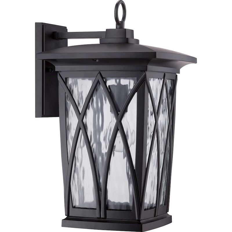 Quoizel Grover 10.5in 1-Light Outdoor Lantern | Craftsman Mystic Black and Clear Water Glass | Front Porch & Entryway | Model GVR8410K