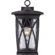 Quoizel Grover 10.5in 1-Light Outdoor Lantern | Craftsman Mystic Black and Clear Water Glass | Front Porch & Entryway | Model GVR8410K