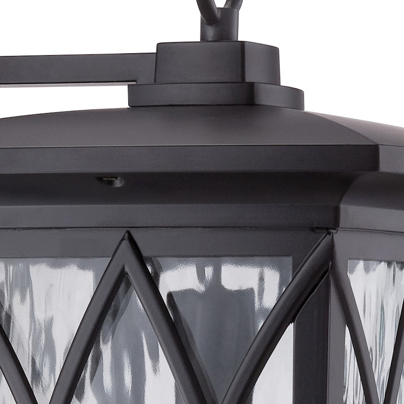 Quoizel Grover 10.5in 1-Light Outdoor Lantern | Craftsman Mystic Black and Clear Water Glass | Front Porch & Entryway | Model GVR8410K