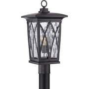 Quoizel Grover 10.5in 1-Light Outdoor Wall Lantern | Craftsman Mystic Black and Clear Water Glass | Front Porch & Entryway | Model GVR9010K