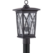 Quoizel Grover 10.5in 1-Light Outdoor Wall Lantern | Craftsman Mystic Black and Clear Water Glass | Front Porch & Entryway | Model GVR9010K