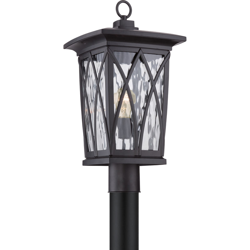 Quoizel Grover 10.5in 1-Light Outdoor Wall Lantern | Craftsman Mystic Black and Clear Water Glass | Front Porch & Entryway | Model GVR9010K
