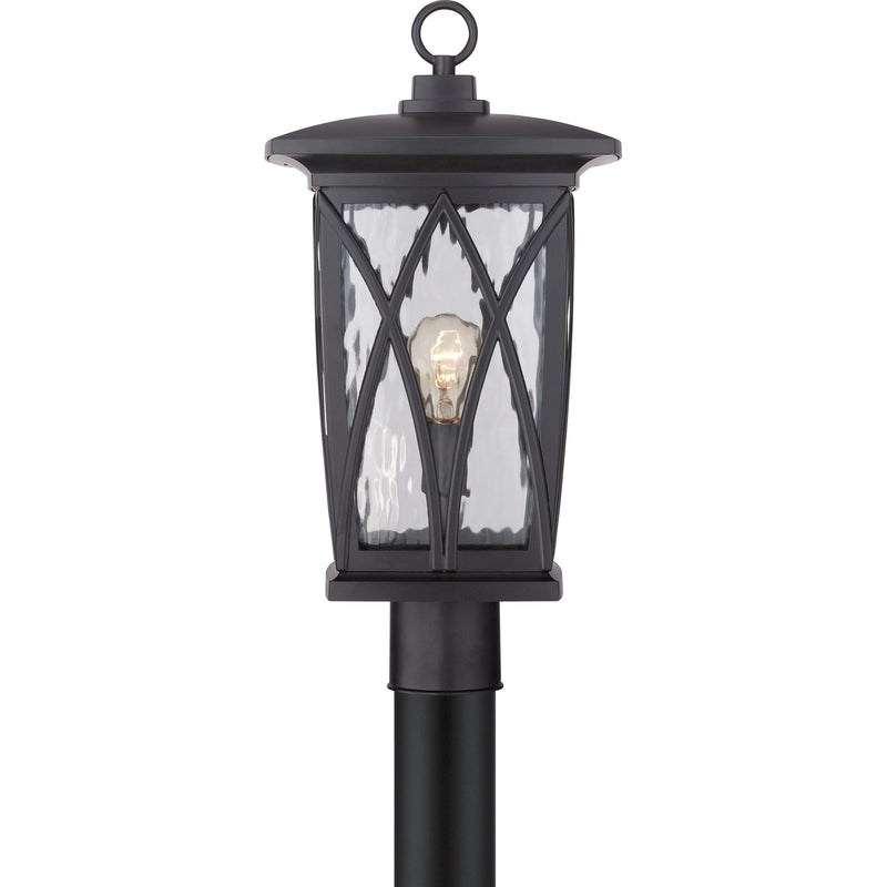 Quoizel Grover 10.5in 1-Light Outdoor Wall Lantern | Craftsman Mystic Black and Clear Water Glass | Front Porch & Entryway | Model GVR9010K