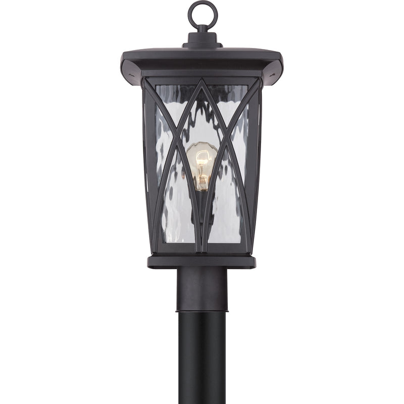 Quoizel Grover 10.5in 1-Light Outdoor Wall Lantern | Craftsman Mystic Black and Clear Water Glass | Front Porch & Entryway | Model GVR9010K