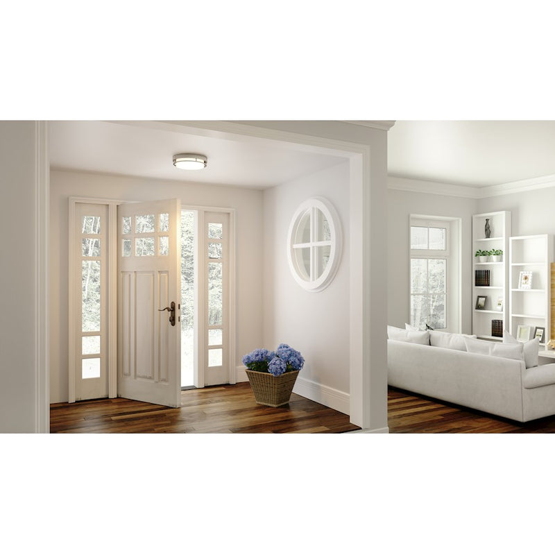 Quoizel Hale Small Flush Mount, Brushed Nickel/White Acrylic