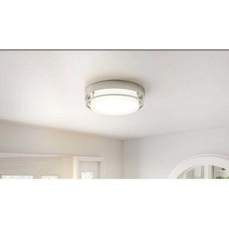 Quoizel Hale Small Flush Mount, Brushed Nickel/White Acrylic