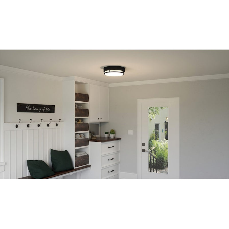 Quoizel Hale Small Flush Mount, Earth Black/White Acrylic