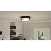 Quoizel Hale Small Flush Mount, Earth Black/White Acrylic
