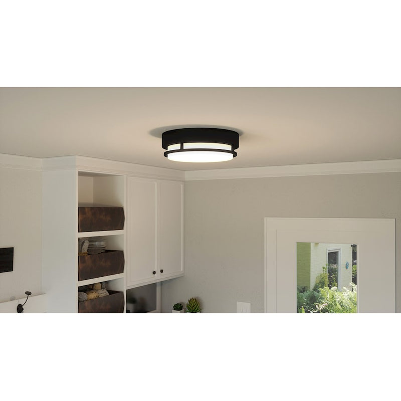 Quoizel Hale Small Flush Mount, Earth Black/White Acrylic