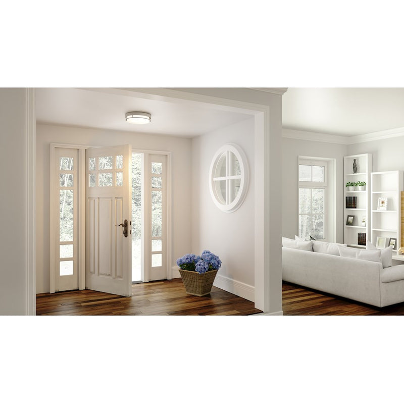 Quoizel Hale Large Flush Mount, Brushed Nickel/White Acrylic