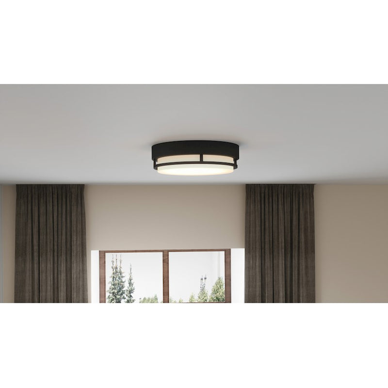 Quoizel Hale Large Flush Mount, Earth Black/White Acrylic