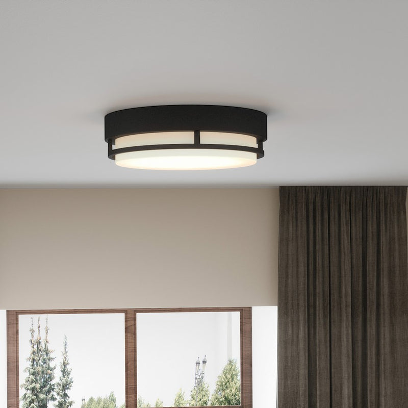 Quoizel Hale Large Flush Mount, Earth Black/White Acrylic