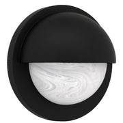 Quoizel Harlowe 8in 1-Light Outdoor Wall Lantern | Modern Matte Black and Etched Alabaster Glass | Porch & Entryway | Model HARL8408MBK