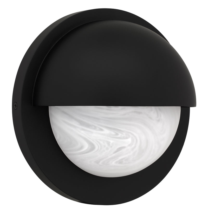 Quoizel Harlowe 8in 1-Light Outdoor Wall Lantern | Modern Matte Black and Etched Alabaster Glass | Porch & Entryway | Model HARL8408MBK