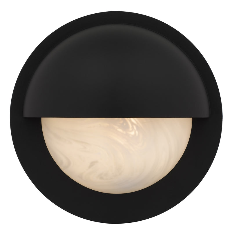 Quoizel Harlowe 8in 1-Light Outdoor Wall Lantern | Modern Matte Black and Etched Alabaster Glass | Porch & Entryway | Model HARL8408MBK