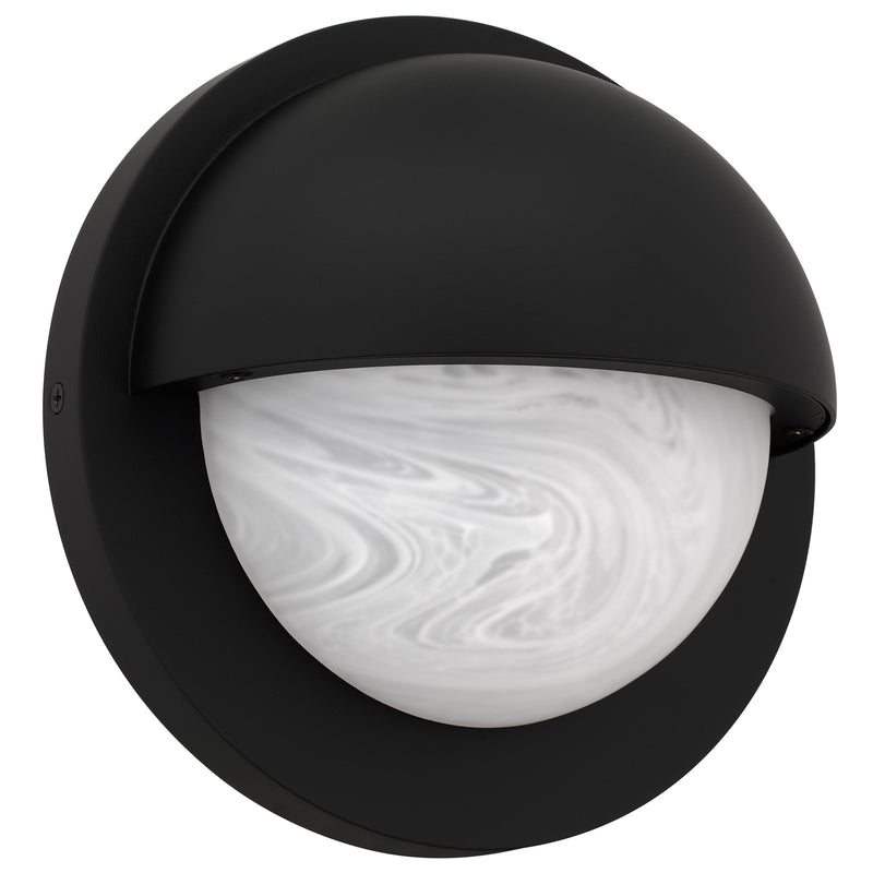 Quoizel Harlowe 8in 1-Light Outdoor Wall Lantern | Modern Matte Black and Etched Alabaster Glass | Porch & Entryway | Model HARL8408MBK