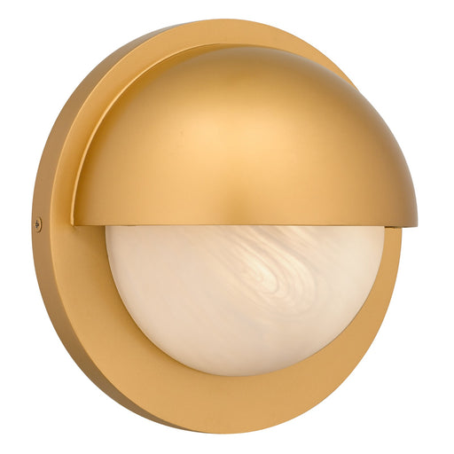 Quoizel Harlowe 8in 1-Light Outdoor Wall Lantern | Modern Weathered Brass and Etched Alabaster Glass | Porch & Entryway | Model HARL8408NWS