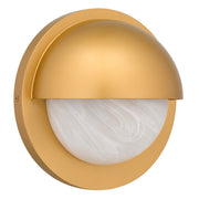 Quoizel Harlowe 8in 1-Light Outdoor Wall Lantern | Modern Weathered Brass and Etched Alabaster Glass | Porch & Entryway | Model HARL8408NWS