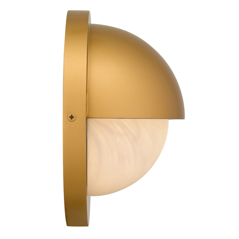 Quoizel Harlowe 8in 1-Light Outdoor Wall Lantern | Modern Weathered Brass and Etched Alabaster Glass | Porch & Entryway | Model HARL8408NWS