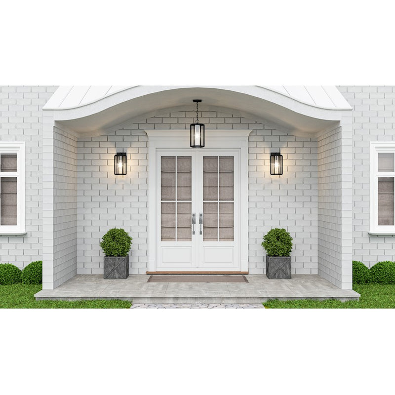 Quoizel Hazel 1 Light Outdoor Lantern, Earth Black/Clear Seeded