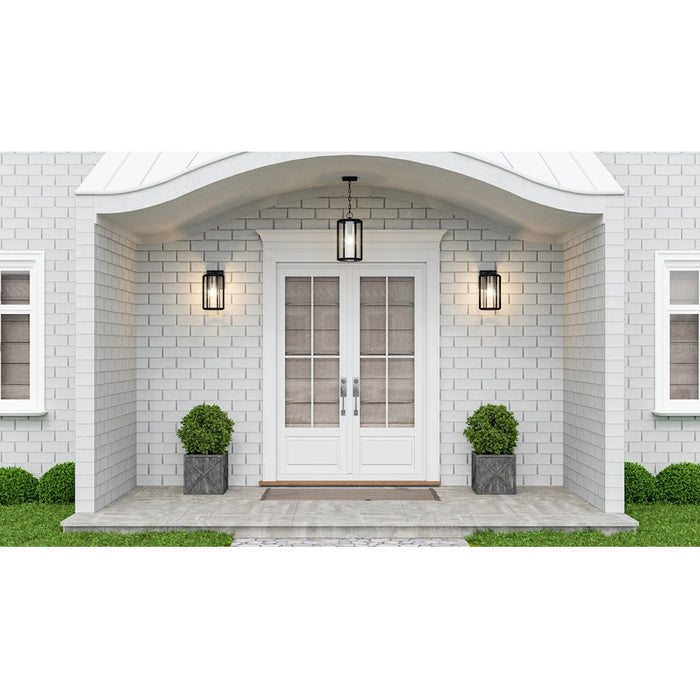 Quoizel Hazel 1 Light Outdoor Lantern, Earth Black/Clear Seeded
