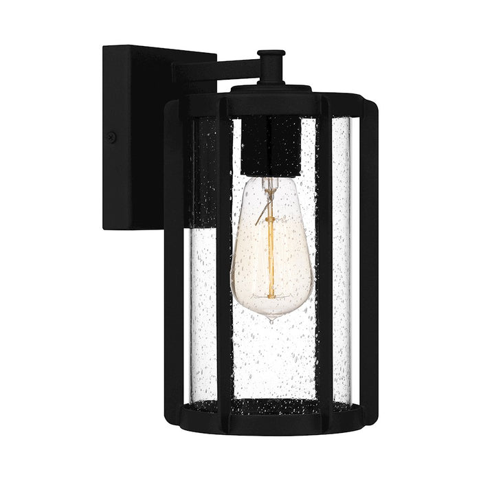 Quoizel Hazel 1 Light Outdoor Lantern, Earth Black/Clear Seeded