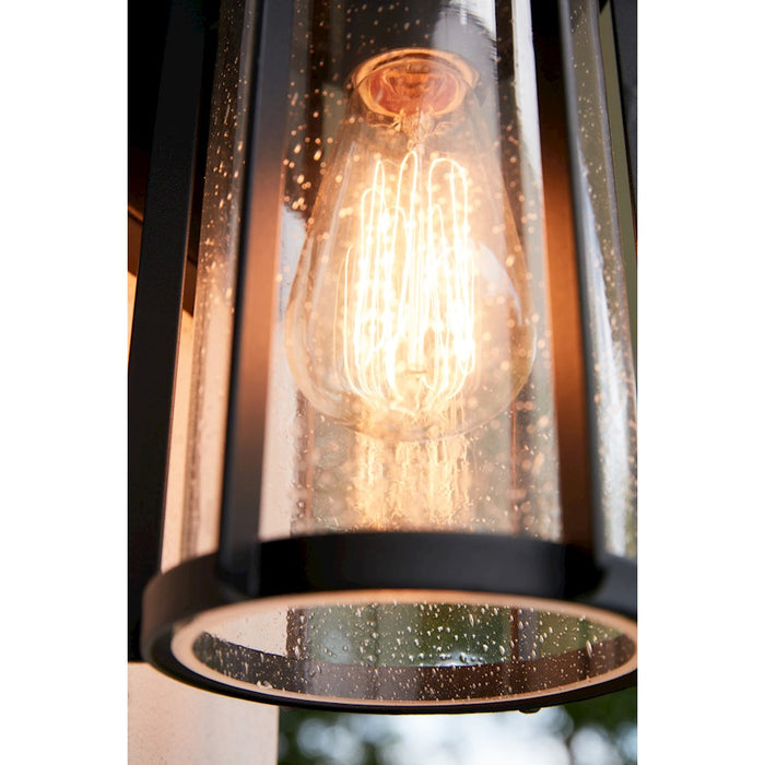 Quoizel Hazel 1 Light Outdoor Lantern, Earth Black/Clear Seeded