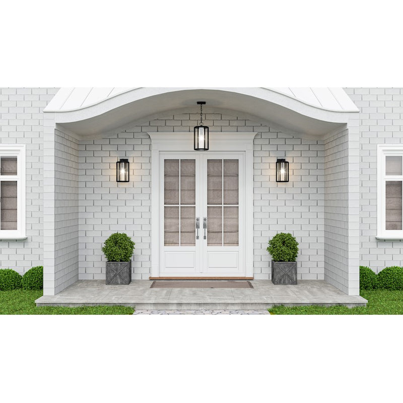 Quoizel Hazel 1 Light Outdoor Lantern, Earth Black/Clear Seeded