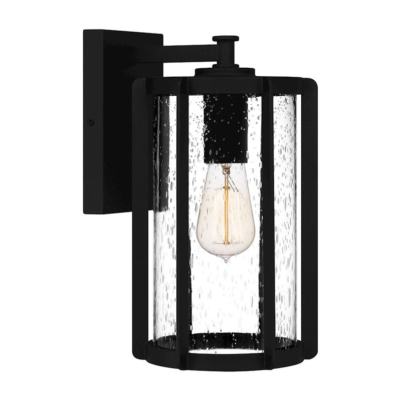 Quoizel Hazel 1 Light Outdoor Lantern, Earth Black/Clear Seeded