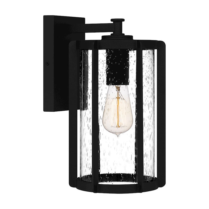 Quoizel Hazel 1 Light Outdoor Lantern, Earth Black/Clear Seeded