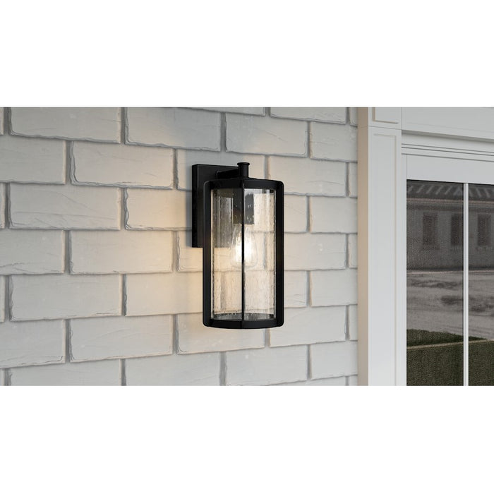 Quoizel Hazel 1 Light Outdoor Lantern, Earth Black/Clear Seeded