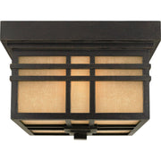 Quoizel Hillcrest 11in 2-Light Outdoor Lantern | Arts and Crafts Imperial Bronze and Amber Linen Glass | Front Entry & Porch | Model HC1612IB