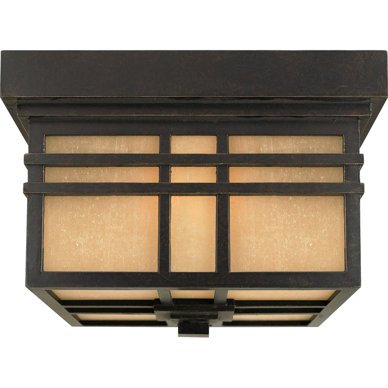 Quoizel Hillcrest 11in 2-Light Outdoor Lantern | Arts and Crafts Imperial Bronze and Amber Linen Glass | Front Entry & Porch | Model HC1612IB