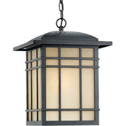 Quoizel Hillcrest 13in 1-Light Outdoor Lantern | Arts & Crafts Imperial Bronze and Amber Linen Glass | Front Porch & Entryway | Model HC1913IB