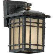 Quoizel Hillcrest 6in 1-Light Outdoor Lantern | Arts & Crafts Imperial Bronze and Amber Linen Glass | Front Porch & Entryway | Model HC8406IB