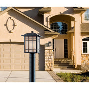 Quoizel Hillcrest 9in 1-Light Outdoor Lantern | Arts & Crafts Imperial Bronze and Amber Linen Glass | Front Porch & Entryway | Model HC8409IB