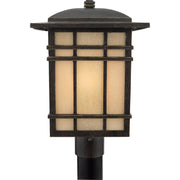 Quoizel Hillcrest 11in 1-Light Outdoor Lantern | Arts and Crafts Imperial Bronze and Amber Linen Glass | Front Porch & Entryway | Model HC9011IB