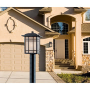 Quoizel Hillcrest 11in 1-Light Outdoor Lantern | Arts and Crafts Imperial Bronze and Amber Linen Glass | Front Porch & Entryway | Model HC9011IB