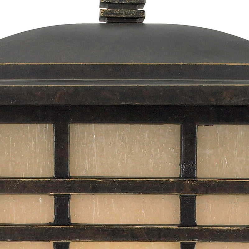 Quoizel Hillcrest 11in 1-Light Outdoor Lantern | Arts and Crafts Imperial Bronze and Amber Linen Glass | Front Porch & Entryway | Model HC9011IB
