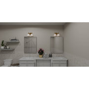 Quoizel Hinton 14in 2-Light Bath Light | Aged Brass Steel and Opal Etched Glass | Bathroom Vanity | 14 x 6.5 x 9 in | Model HIN8614AB