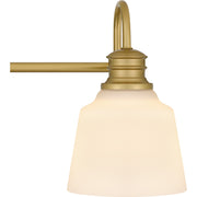 Quoizel Hinton 22in 3-Light Vanity Light | Traditional Aged Brass and Opal Etched Glass | Bathroom Vanity | 22 x 6.5 x 9 in | Model HIN8622AB