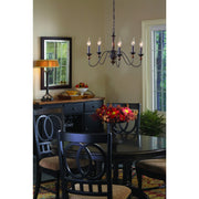 Quoizel Holbrook 24in 5-Light Chandelier | Americana Tuscan Brown Steel and Wood | Dining Room & Foyer | 24 x 24 x 14.25 in | Model HK5005TC