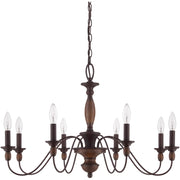 Quoizel Holbrook 29in 8-Light Chandelier | Americana Tuscan Brown Steel and Wood | Dining Room & Foyer | 29 x 29 x 19.5 in | Model HK5008TC