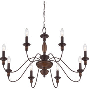 Quoizel Holbrook 29in 8-Light Chandelier | Americana Tuscan Brown Steel and Wood | Dining Room & Foyer | 29 x 29 x 19.5 in | Model HK5008TC