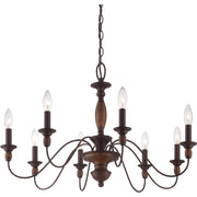 Quoizel Holbrook 29in 8-Light Chandelier | Americana Tuscan Brown Steel and Wood | Dining Room & Foyer | 29 x 29 x 19.5 in | Model HK5008TC