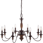 Quoizel Holbrook 29in 8-Light Chandelier | Americana Tuscan Brown Steel and Wood | Dining Room & Foyer | 29 x 29 x 19.5 in | Model HK5008TC