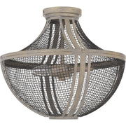 Quoizel Hallie 15in 2-Light Semi-Flush Mount | Modern Farmhouse Distressed Grey Wood and Metal Mesh | Foyer & Hallway | Model HLE1715DGW